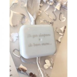 Muziekdoosje blauw: Ik ga slapen, ik ben moe ...