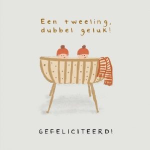 Enkele kaart met envelop - Een tweeling, dubbel geluk!