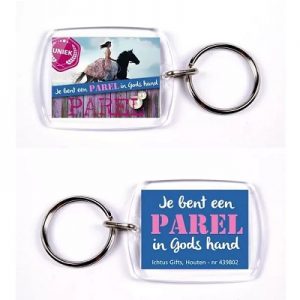 Sleutelhanger - Je bent een parel in Gods hand - meisje