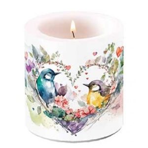 Kaars Loving birds   Ø7,5 x h8 cm Paraffine