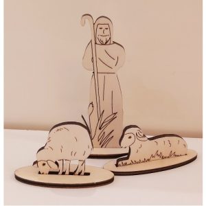 Houtfiguur - Psalm 23 vers 2 uitgebeeld