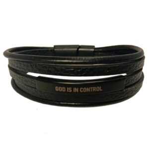 Armband - God is in control - zwart