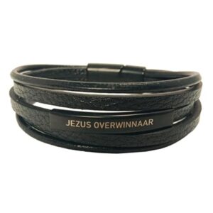 Armband - Jezus Overwinnaar - zwart