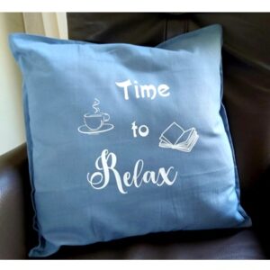 Sierkussen - Time to Relax wit - blauw