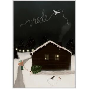Enkele kaart - Vrede (Huisje in sneeuw)